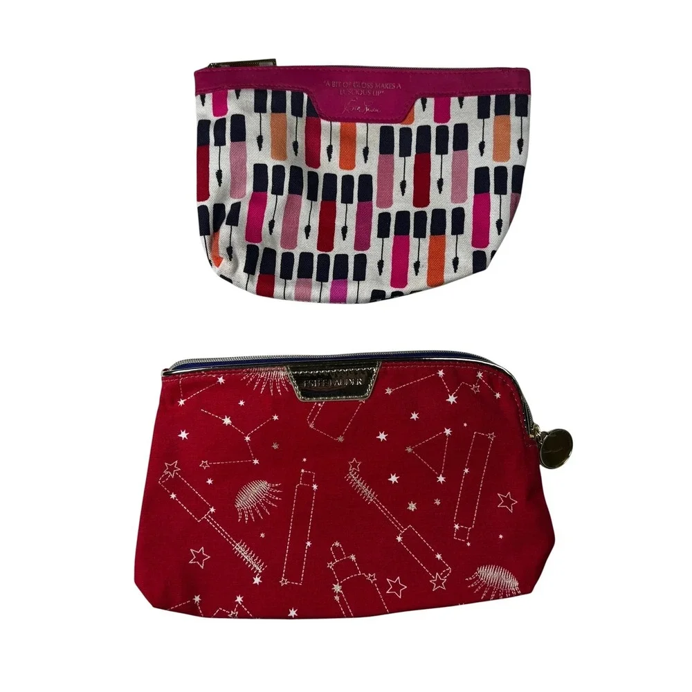 Estee‎ Lauder 2-Piece Cosmetic Makeup Bag Bundle Travel Pouches Beauty Print